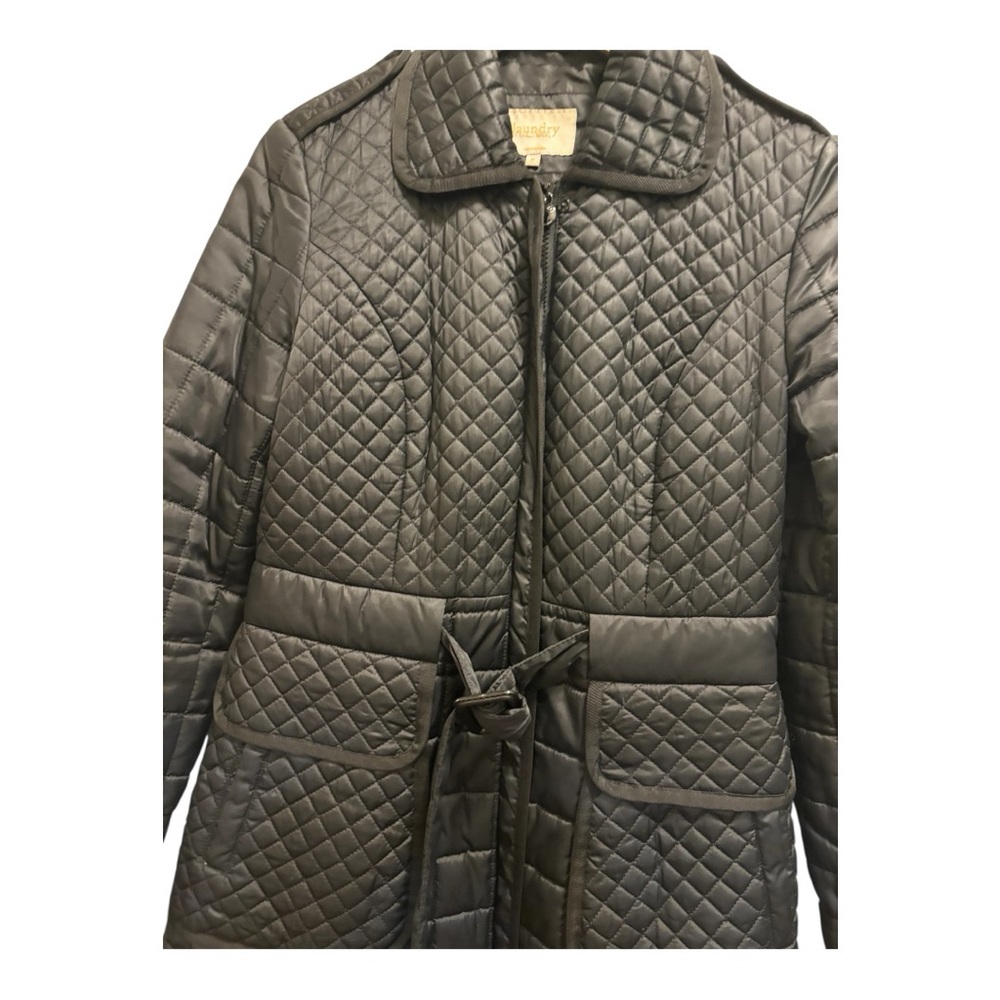 Laundry By Shelli Segal Black Quilted Belted Puffer Coat - Picture 5 of 16
